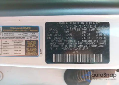 2022 Kia Sorento Hybrid S from USA, damaged, VIN KNDRG4LG3N5113518